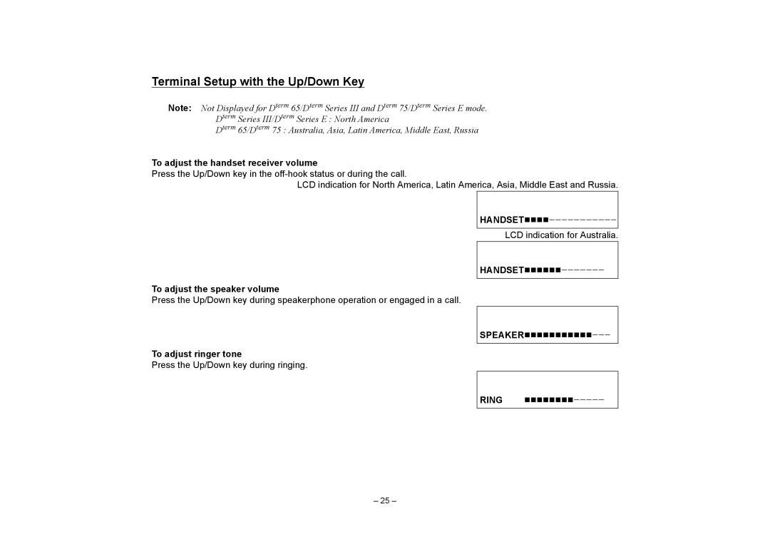 VTech NEAX 2400 IPX manual Terminal Setup with the Up/Down Key, Ring 