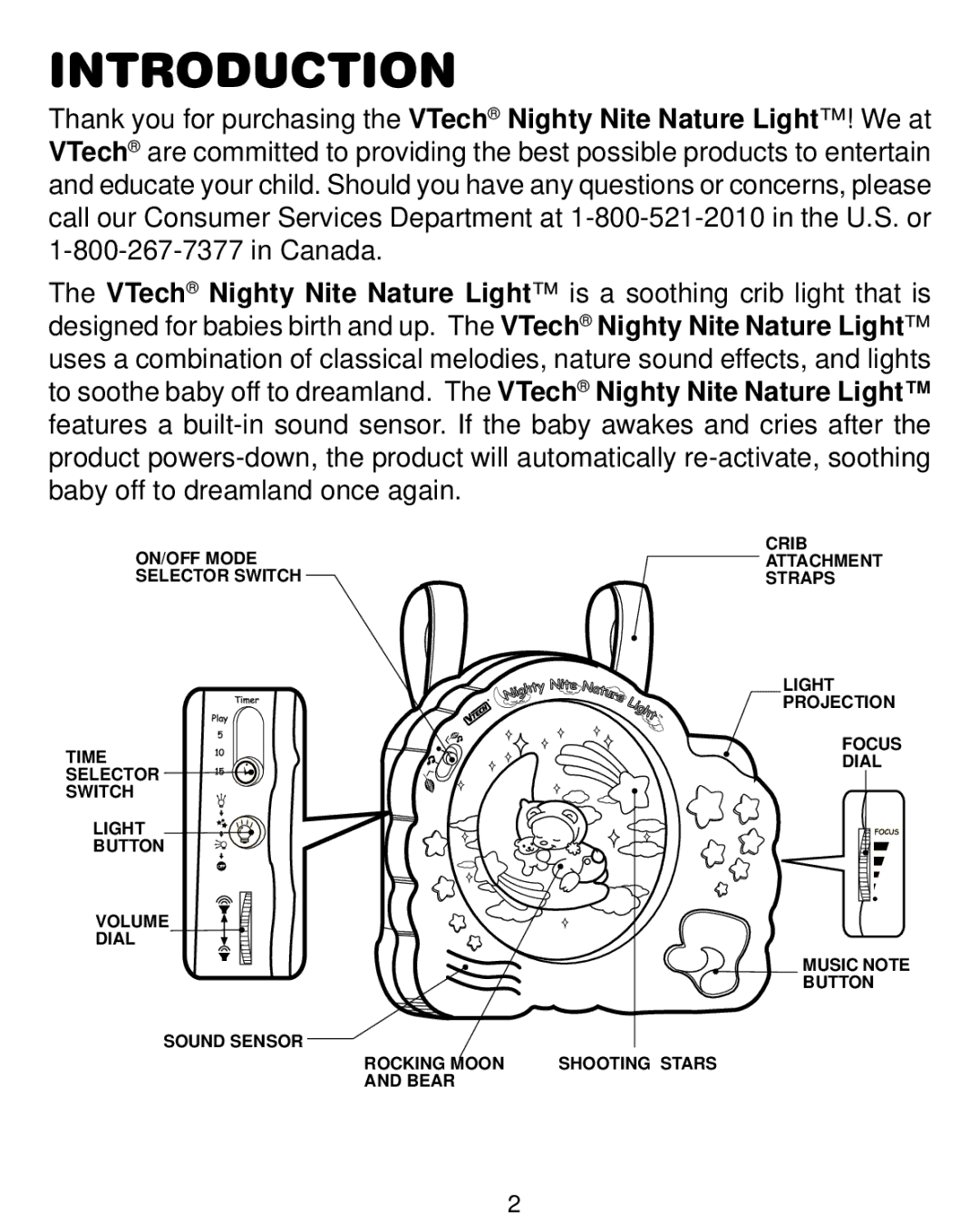 VTech Nighty Nite Nature Light user manual Introduction 