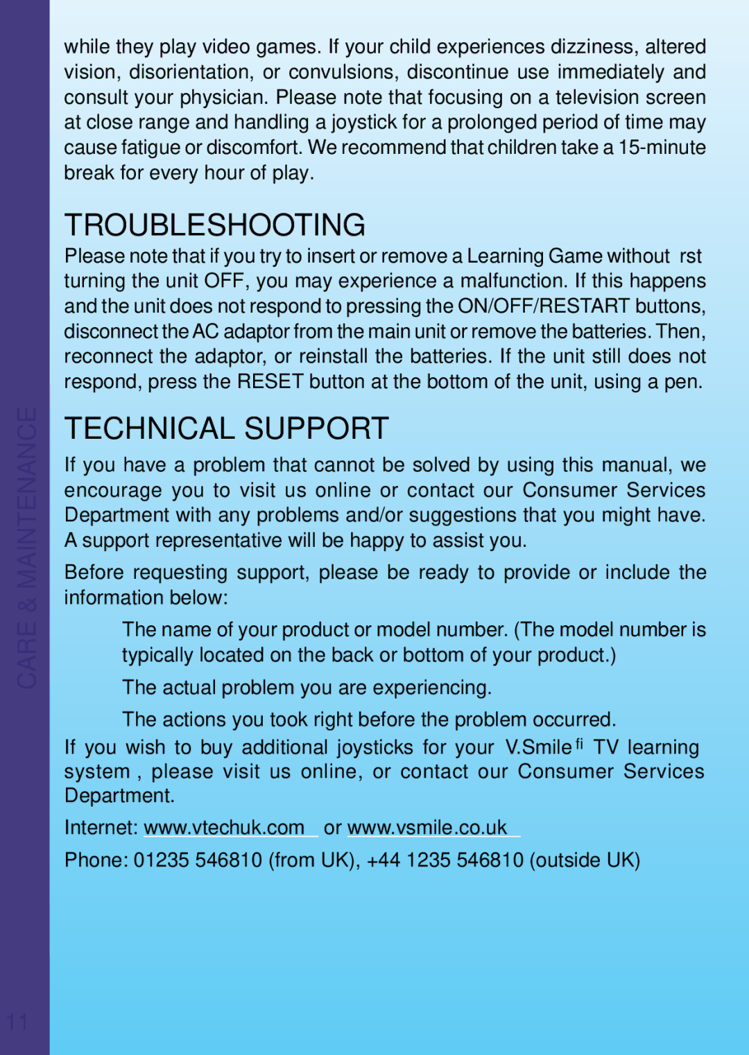 VTech REV IT UP IN RADIATOR SPRINGS user manual Troubleshooting 