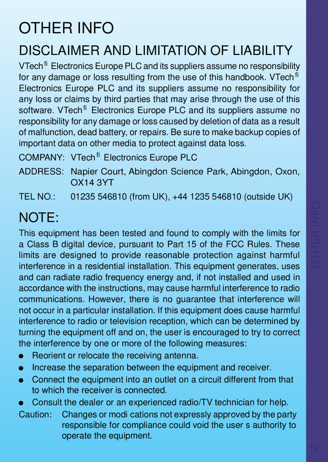 VTech REV IT UP IN RADIATOR SPRINGS user manual Other Info 