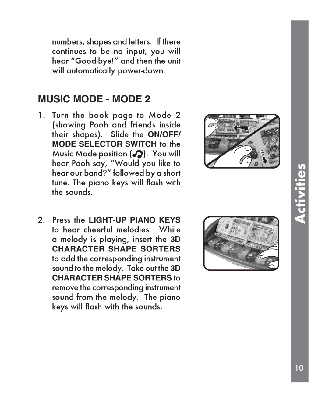 VTech Sing Piano manual Activities 