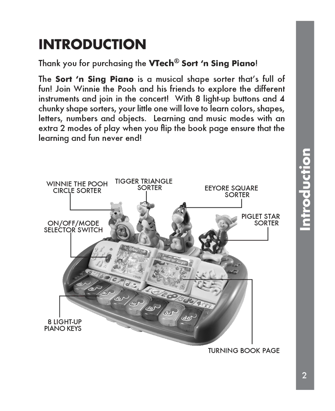 VTech Sing Piano manual Introduction 