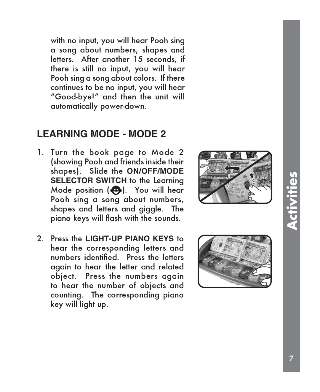 VTech Sing Piano manual Activities 