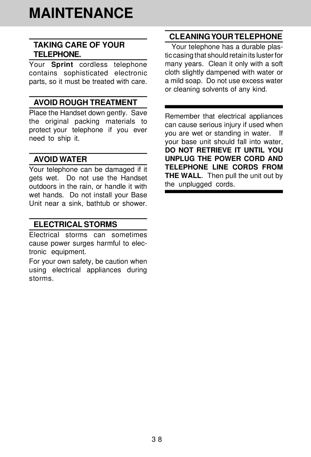 VTech SP1733 owner manual Maintenance 