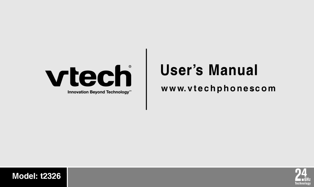 VTech T2326 warranty User’s Manual 