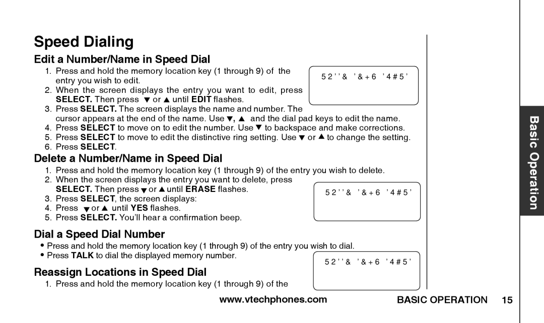 VTech T2326 warranty Edit a Number/Name in Speed Dial, Delete a Number/Name in Speed Dial, Dial a Speed Dial Number 