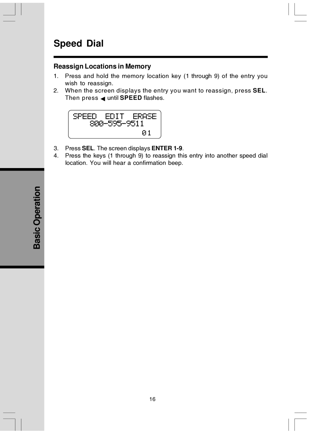 VTech T2447 user manual Reassign Locations in Memory 