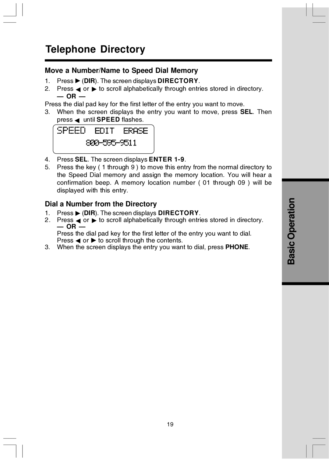 VTech T2447 user manual Move a Number/Name to Speed Dial Memory, Dial a Number from the Directory 