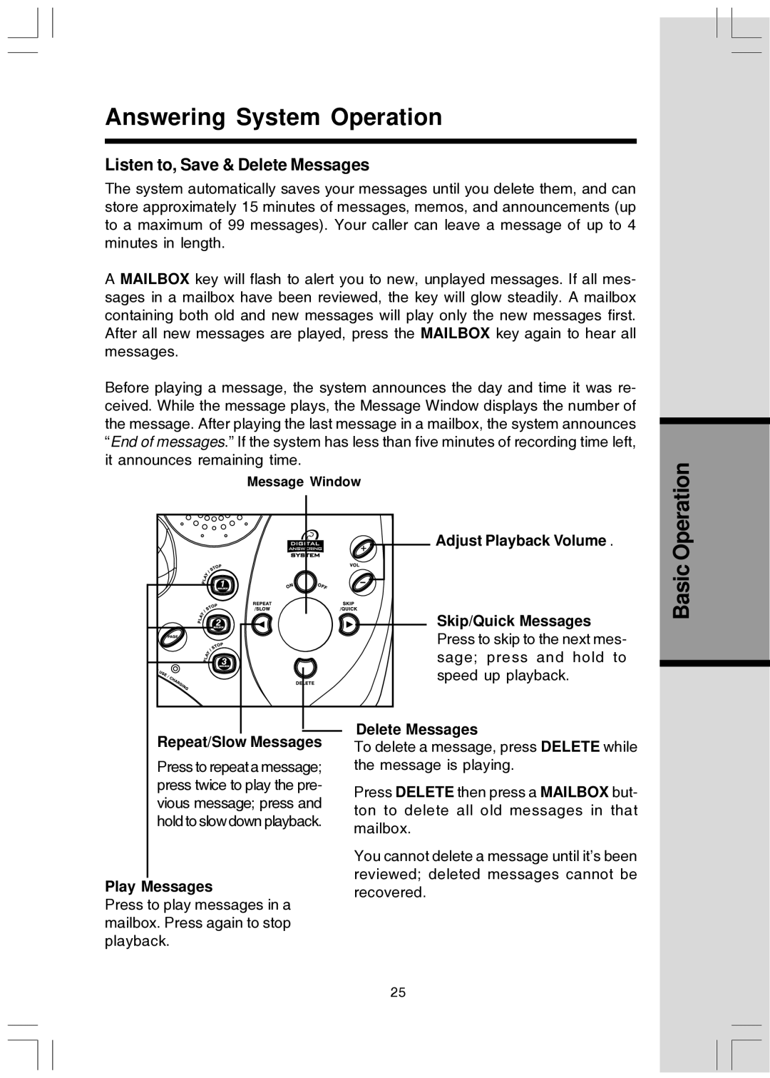 VTech T2447 user manual Listen to, Save & Delete Messages, Repeat/Slow Messages, Play Messages 