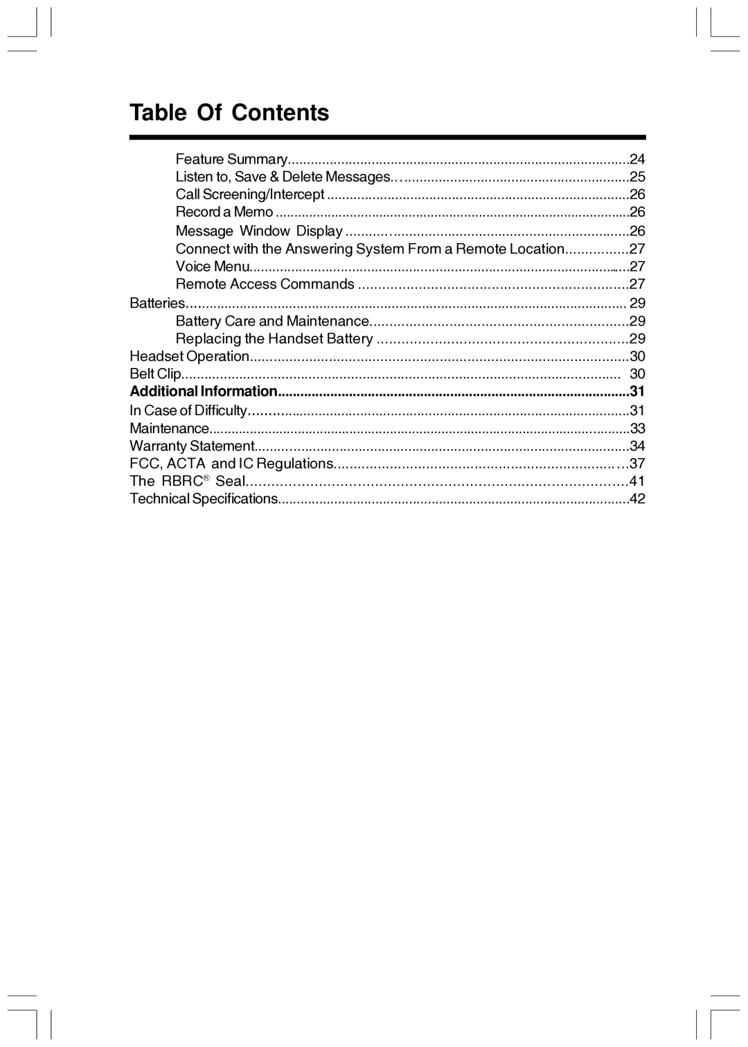 VTech T2447 user manual Additional Information 