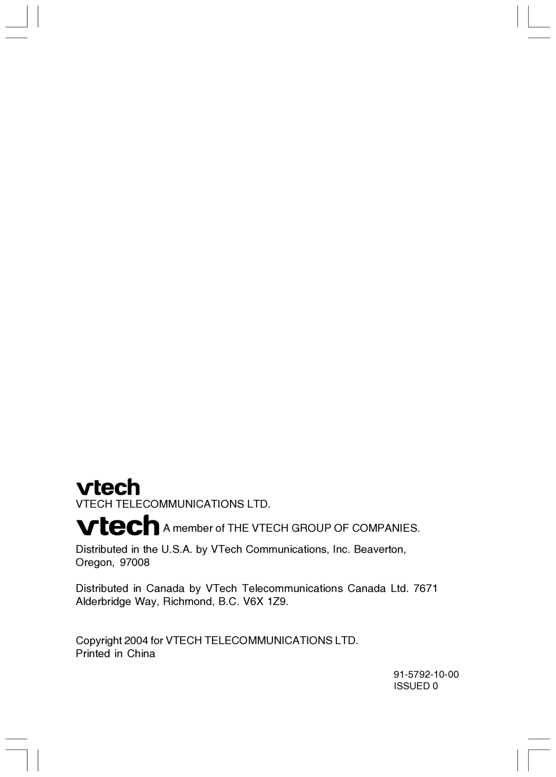 VTech T2447 user manual Issued 