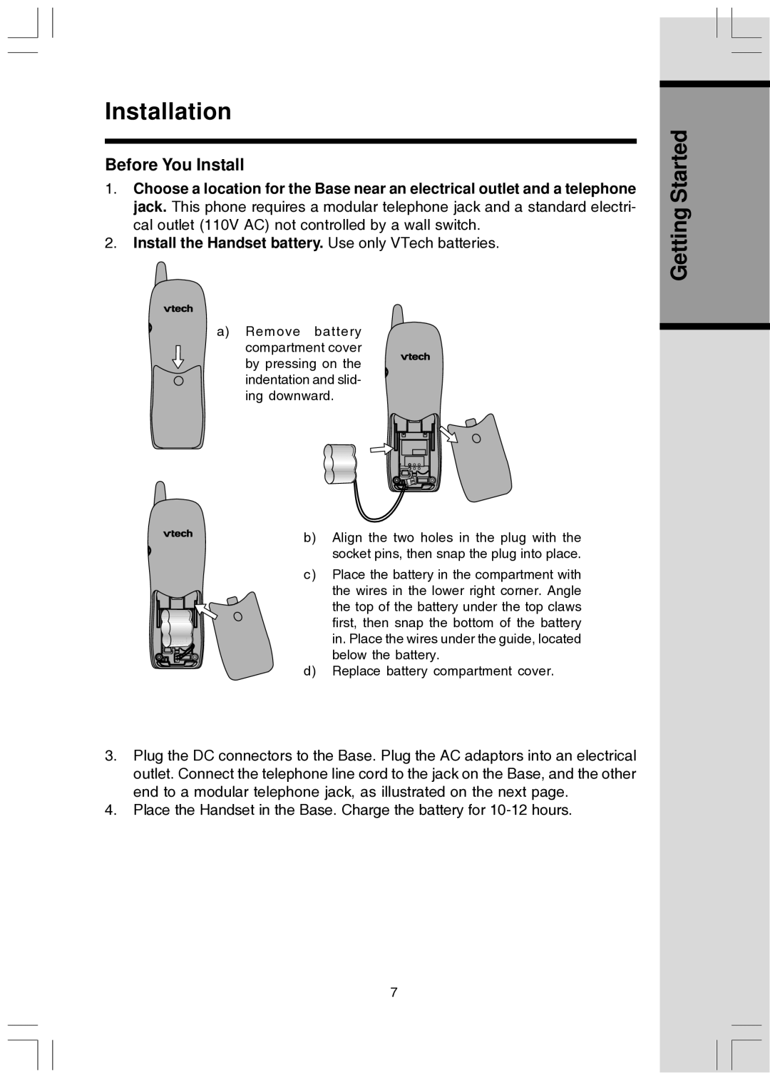 VTech T2447 user manual Installation, Before You Install 