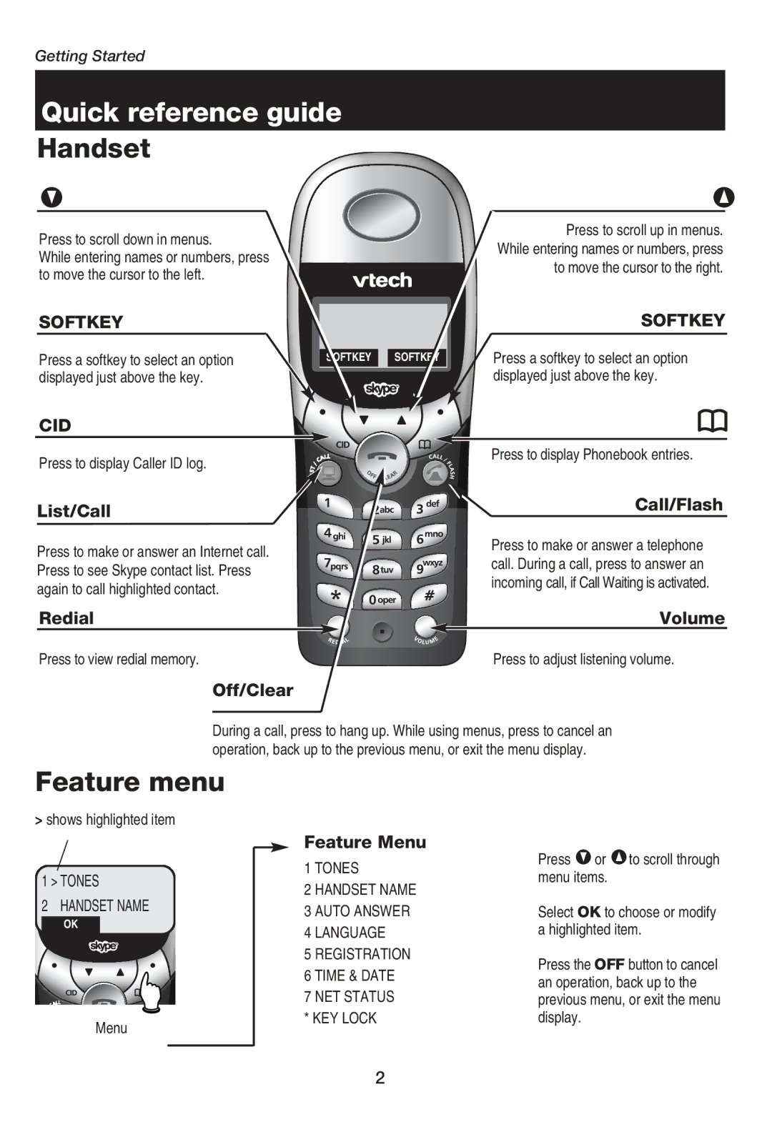 VTech USB 711, USB7100 manual Quick reference guide 