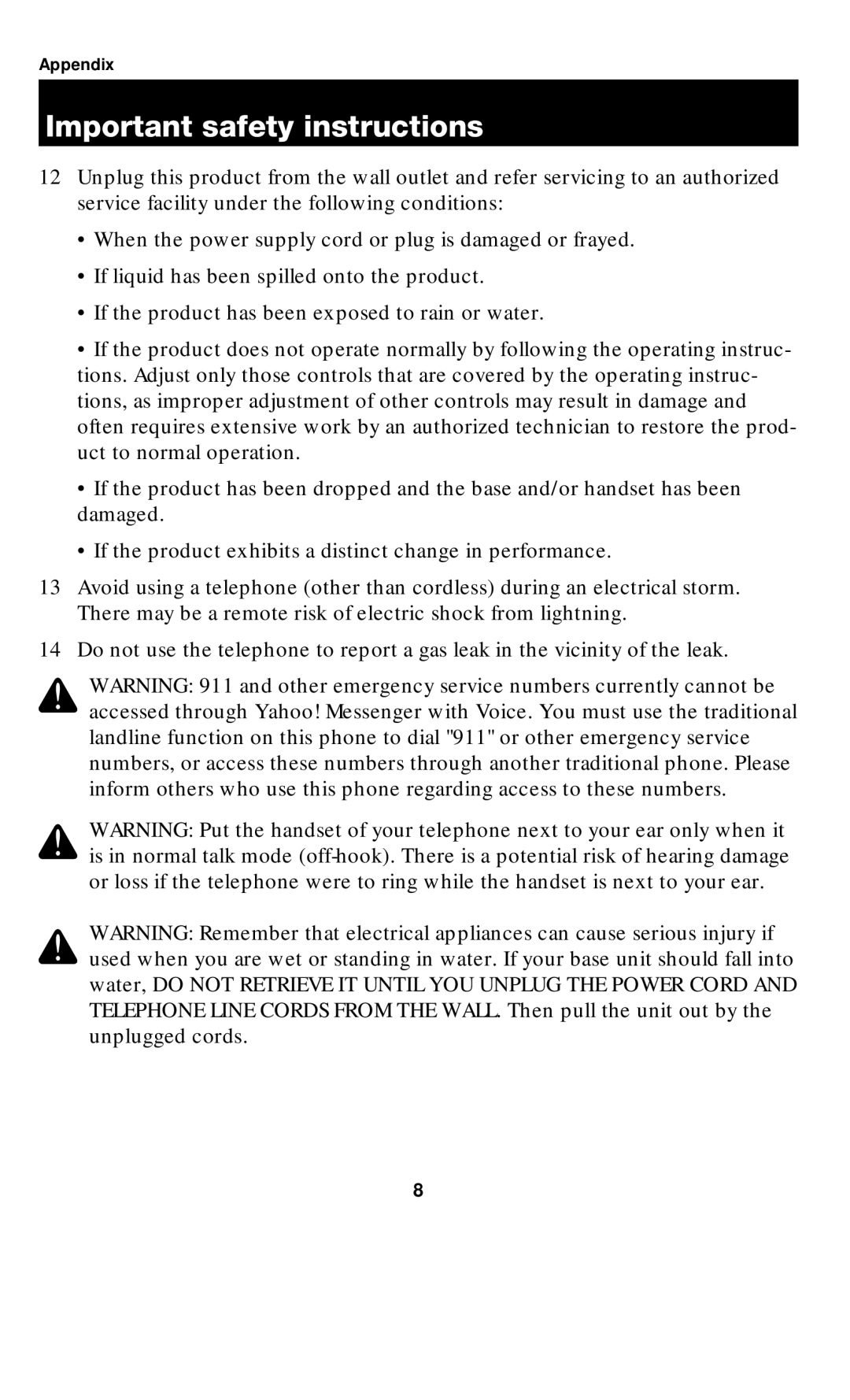 VTech USB7200 manual Important safety instructions 