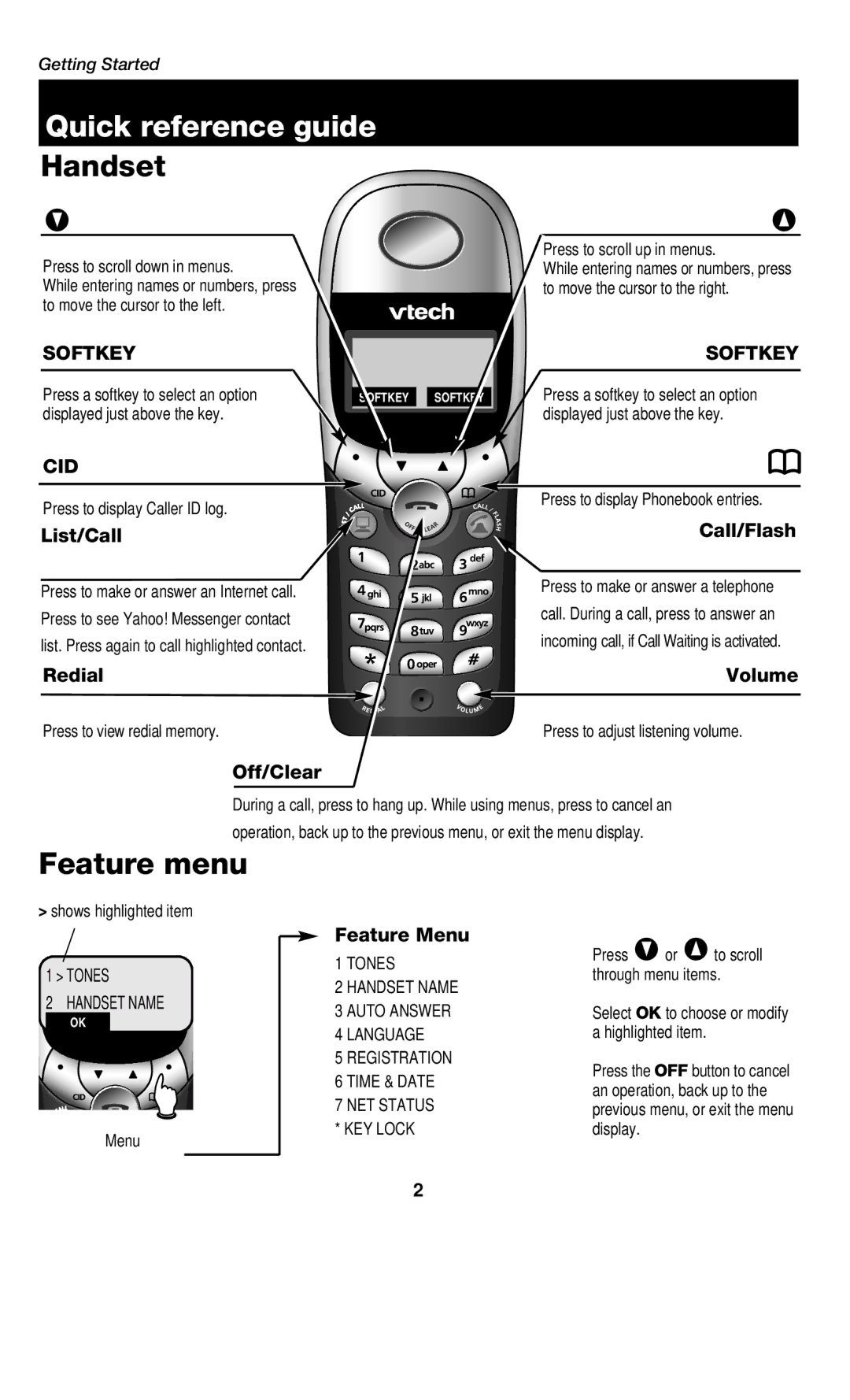 VTech USB7200 manual Quick reference guide 