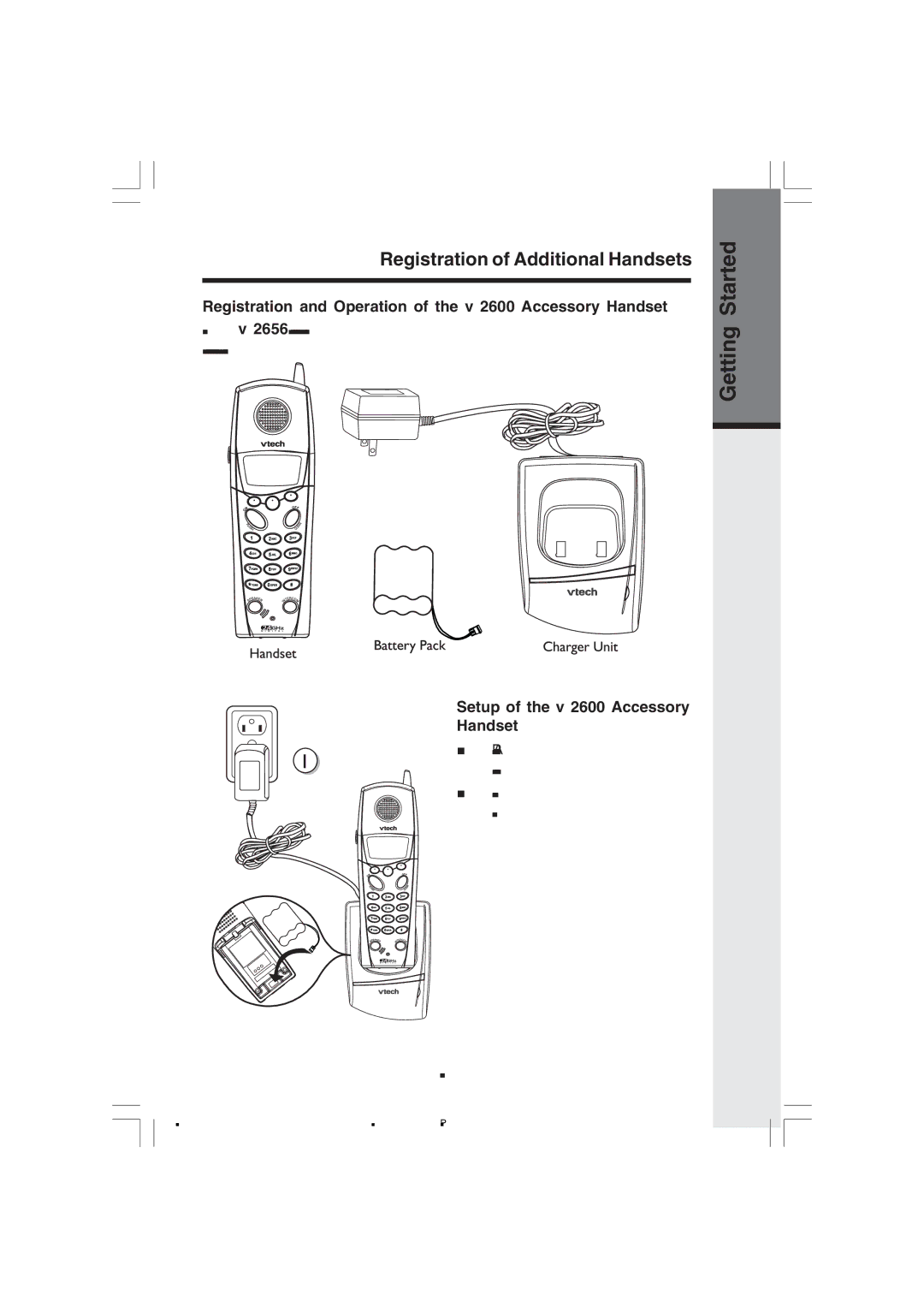 VTech v 2656 Registration of Additional Handsets, Registration and Operation of the v 2600 Accessory Handset 