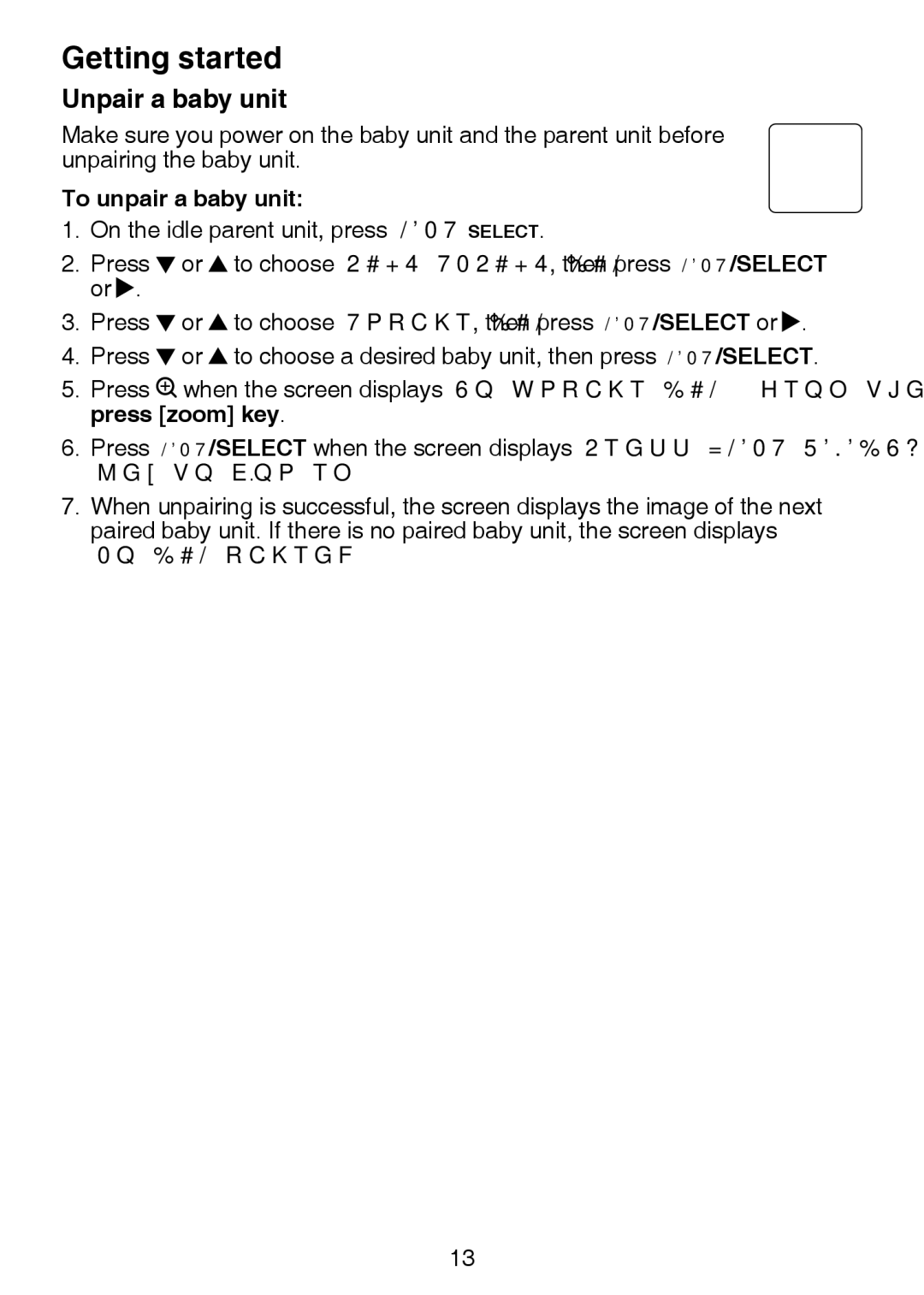 VTech VM301 user manual Unpair a baby unit, To unpair a baby unit, No CAM paired 