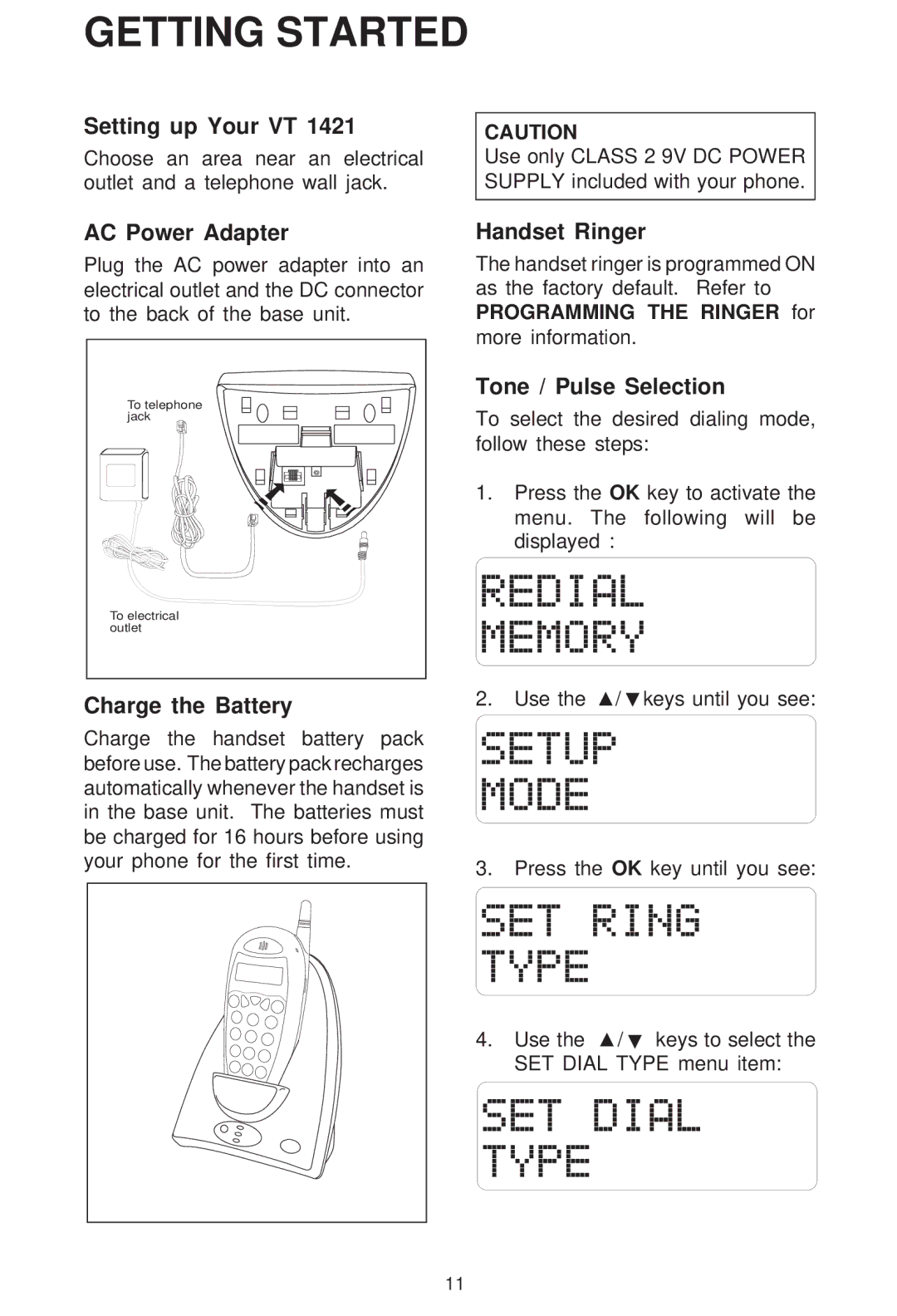 VTech VT 1421 manual Getting Started 