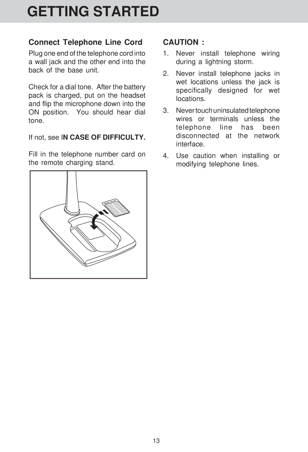 VTech VT 1511 manual Connect Telephone Line Cord, If not, see in Case of Difficulty 