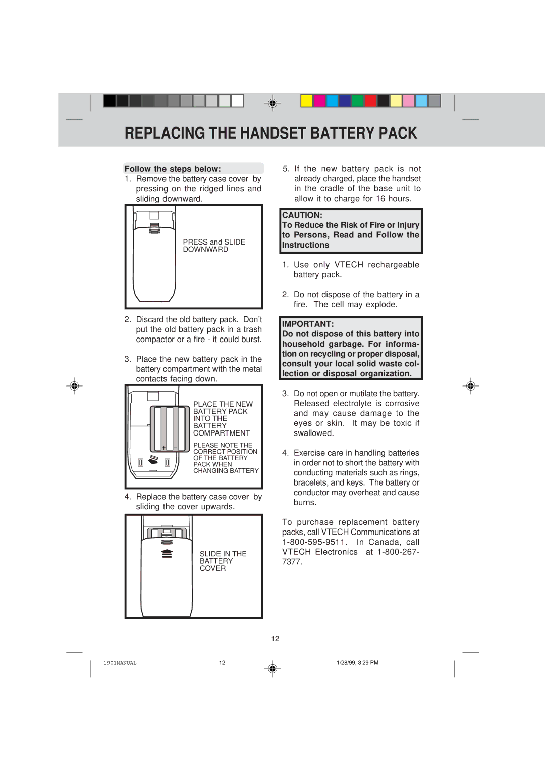 VTech VT 1901 manual Follow the steps below, Downward 