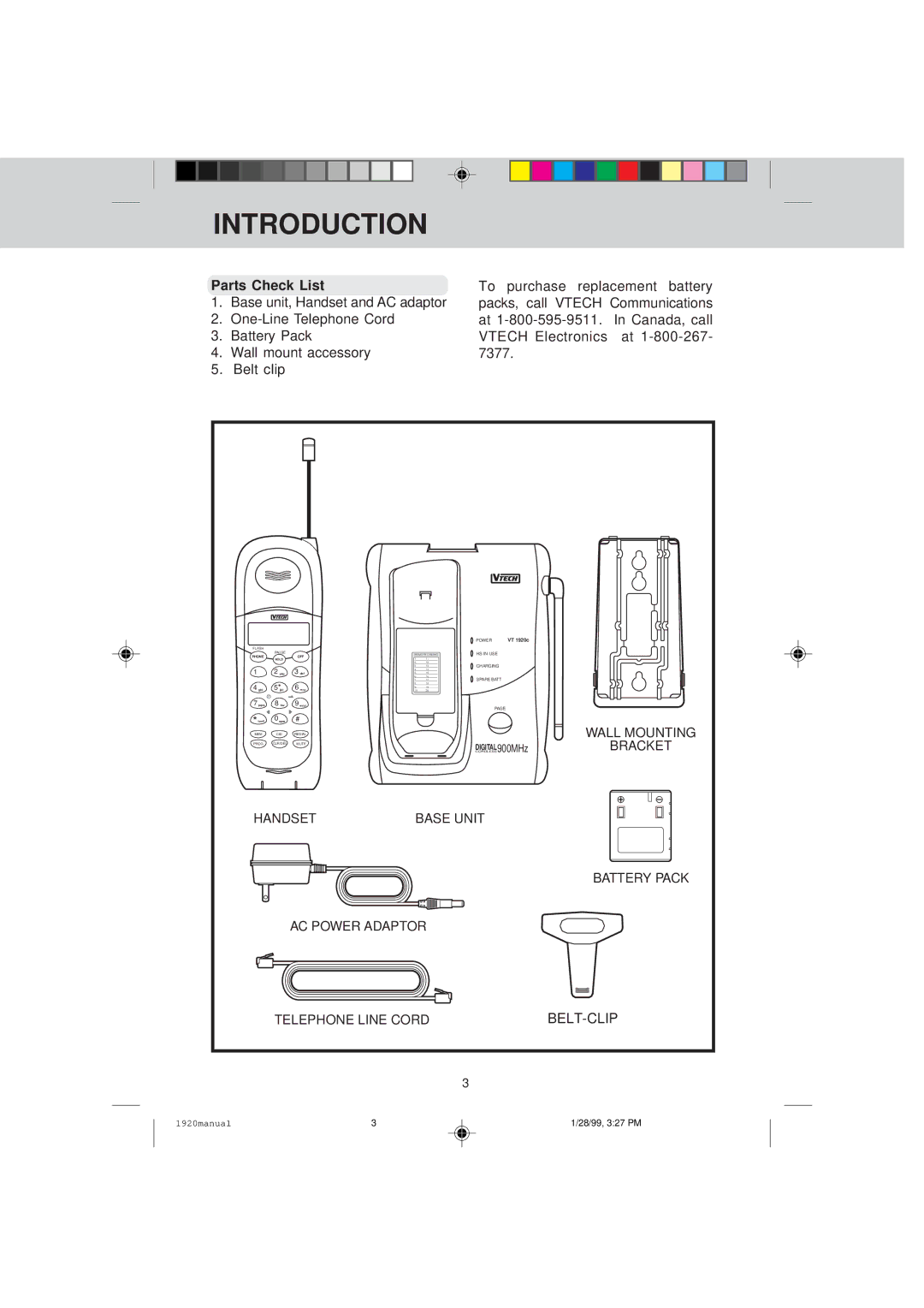 VTech VT 1920C manual Parts Check List, VT 1920c 