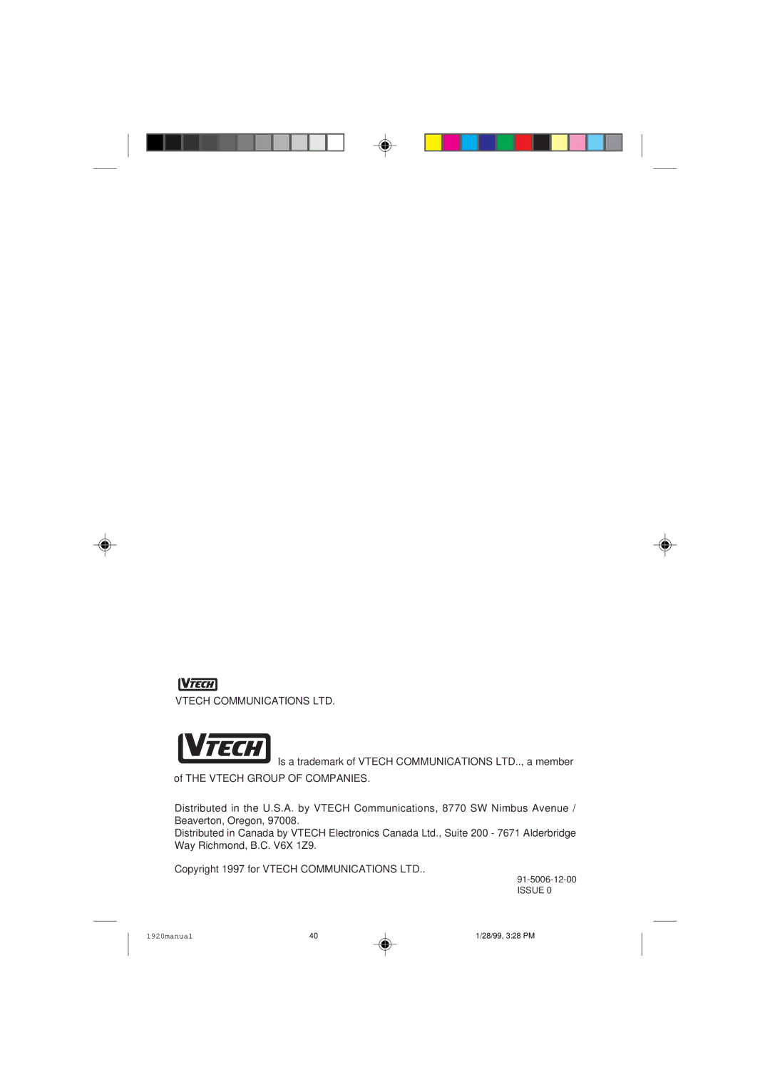 VTech VT 1920C manual Issue 