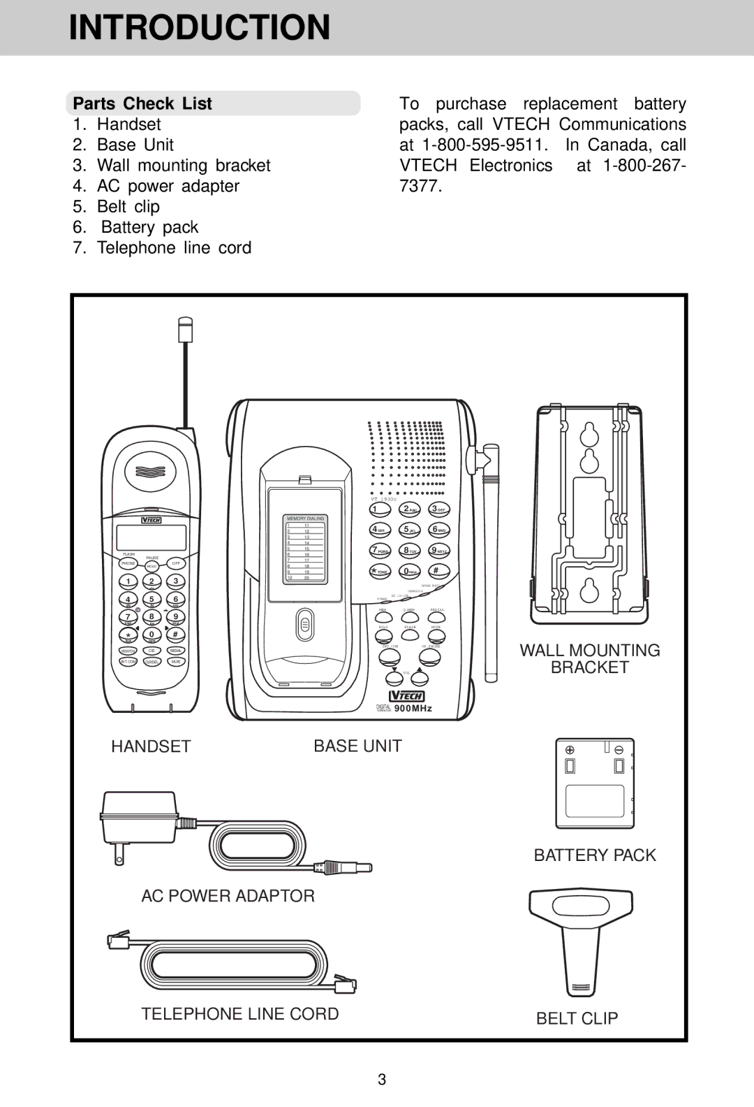 VTech VT 1930c manual Parts Check List, Wall Mounting 