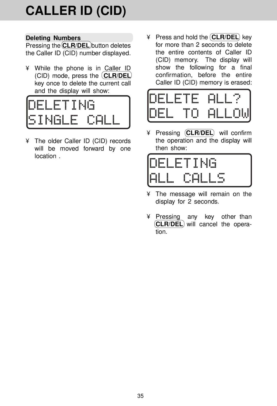 VTech VT 1930c manual Deleting Numbers 