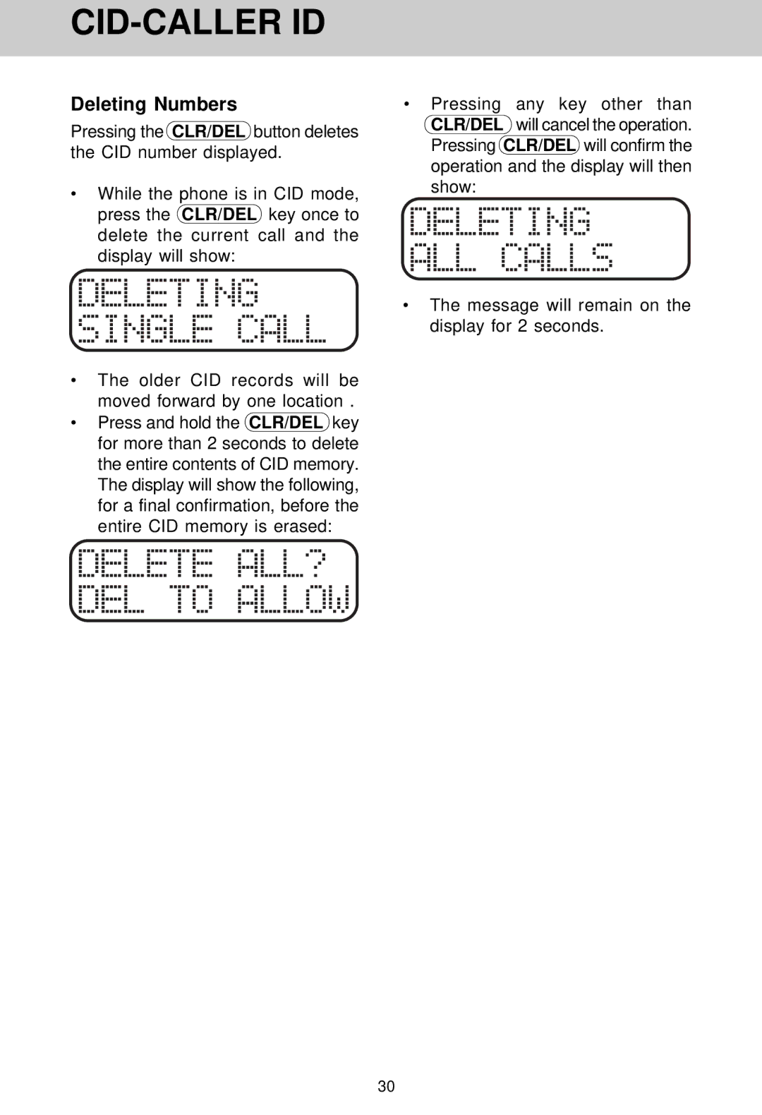 VTech VT 1962 manual Deleting Numbers 