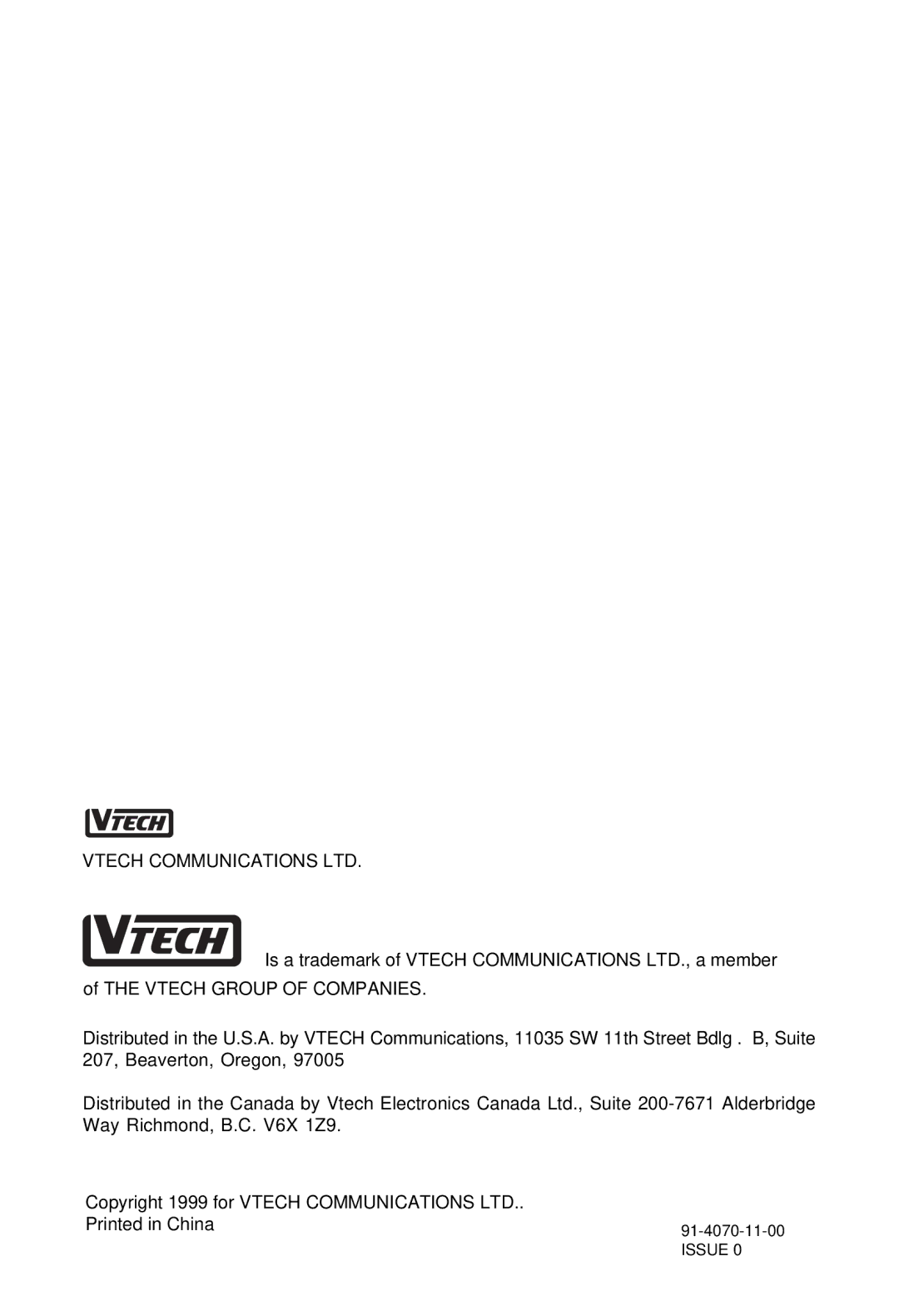 VTech VT 1962 manual Issue 