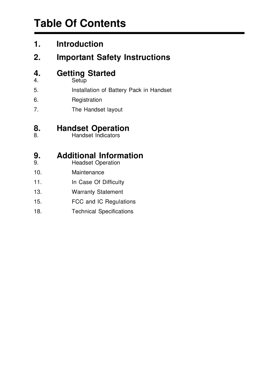 VTech VT-2420 manual Table Of Contents 