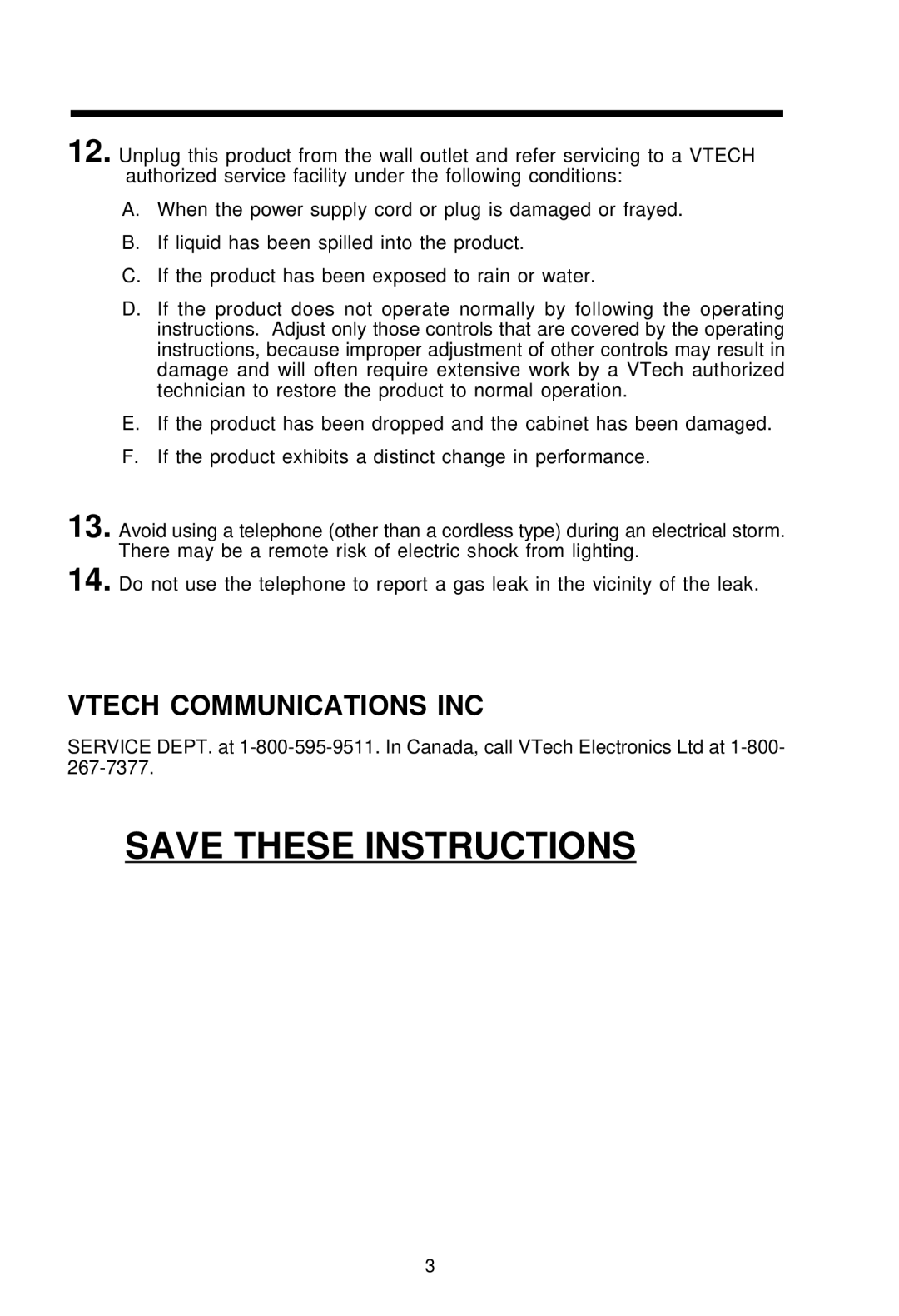 VTech VT-2420 manual Vtech Communications INC 