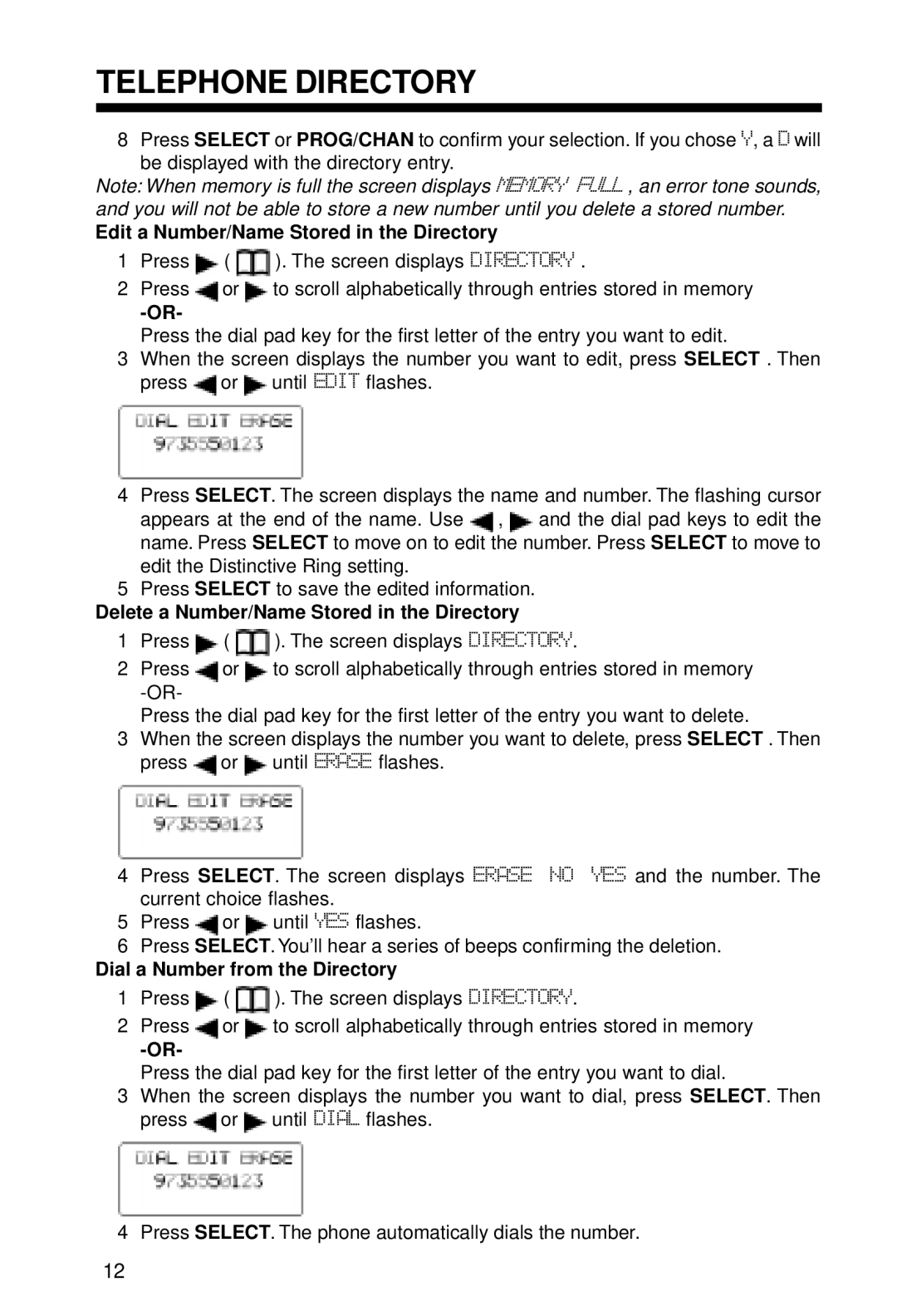 VTech VT 2428 manual Edit a Number/Name Stored in the Directory, Delete a Number/Name Stored in the Directory 