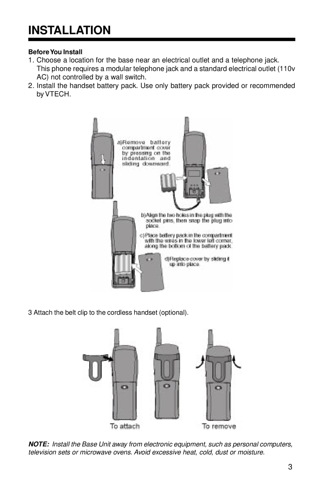 VTech VT 2428 manual Installation, Before You Install 