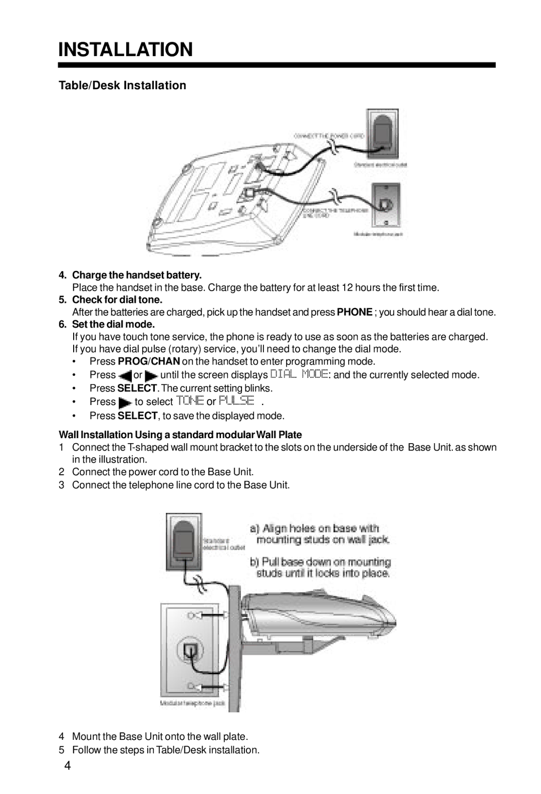 VTech VT 2428 manual Table/Desk Installation, Check for dial tone 