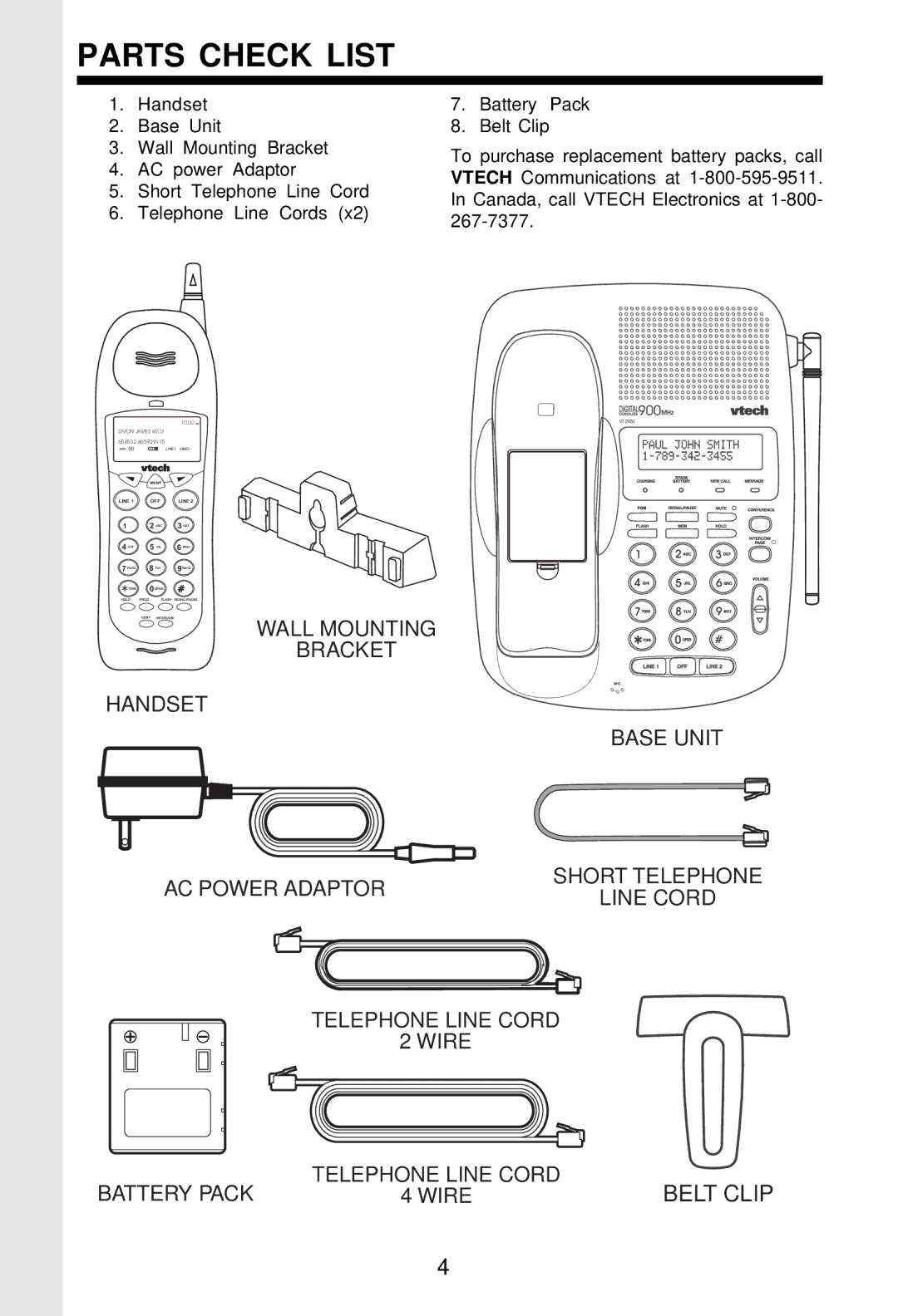 VTech VT 2931 important safety instructions Parts Check List, Simon James Wild 