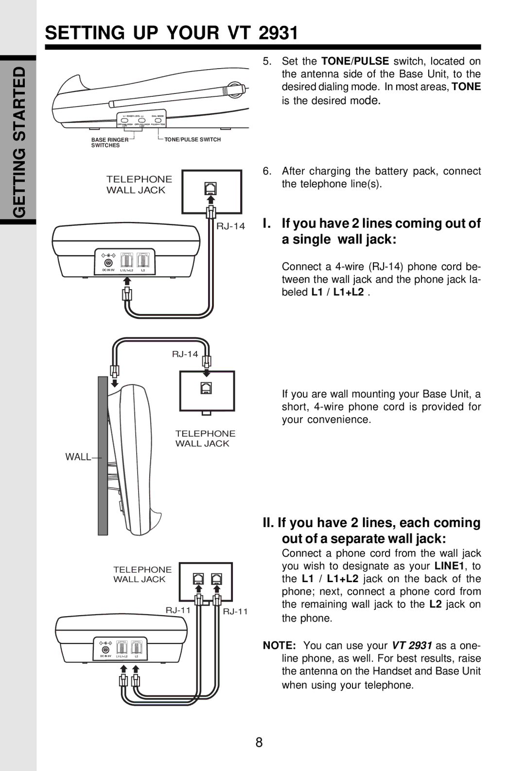 VTech VT 2931 important safety instructions Started 