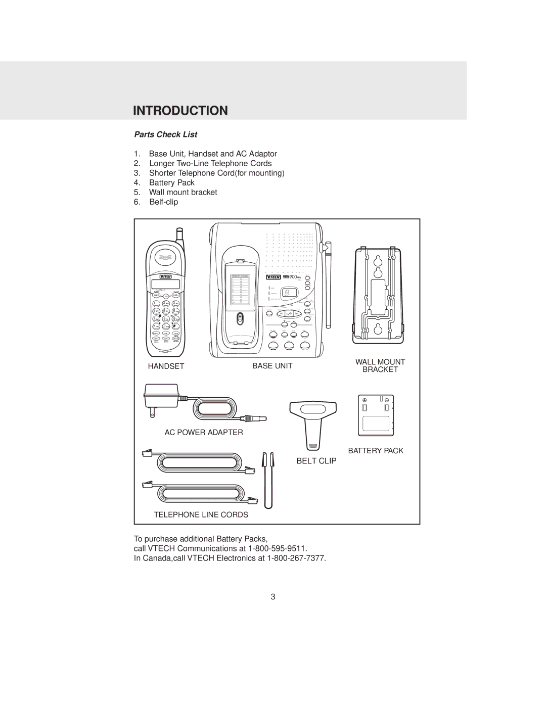 VTech VT 2960 instruction manual Parts Check List, Line OFF 