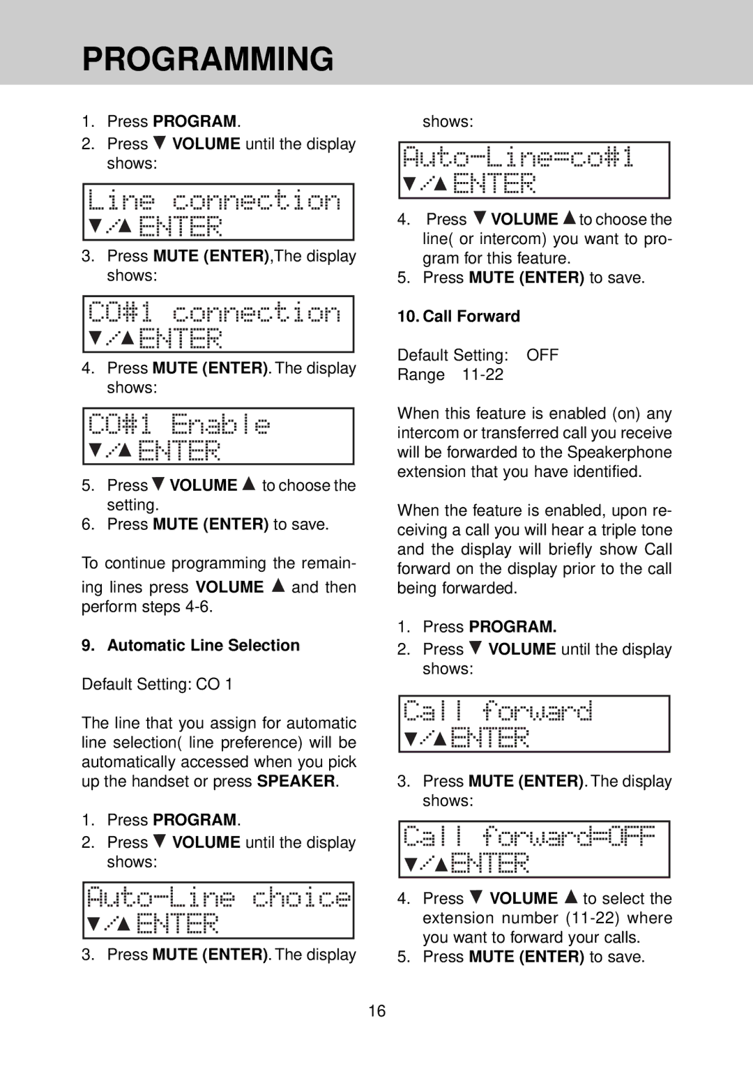 VTech VT 4121 manual Call Forward, Default Setting OFF Range 