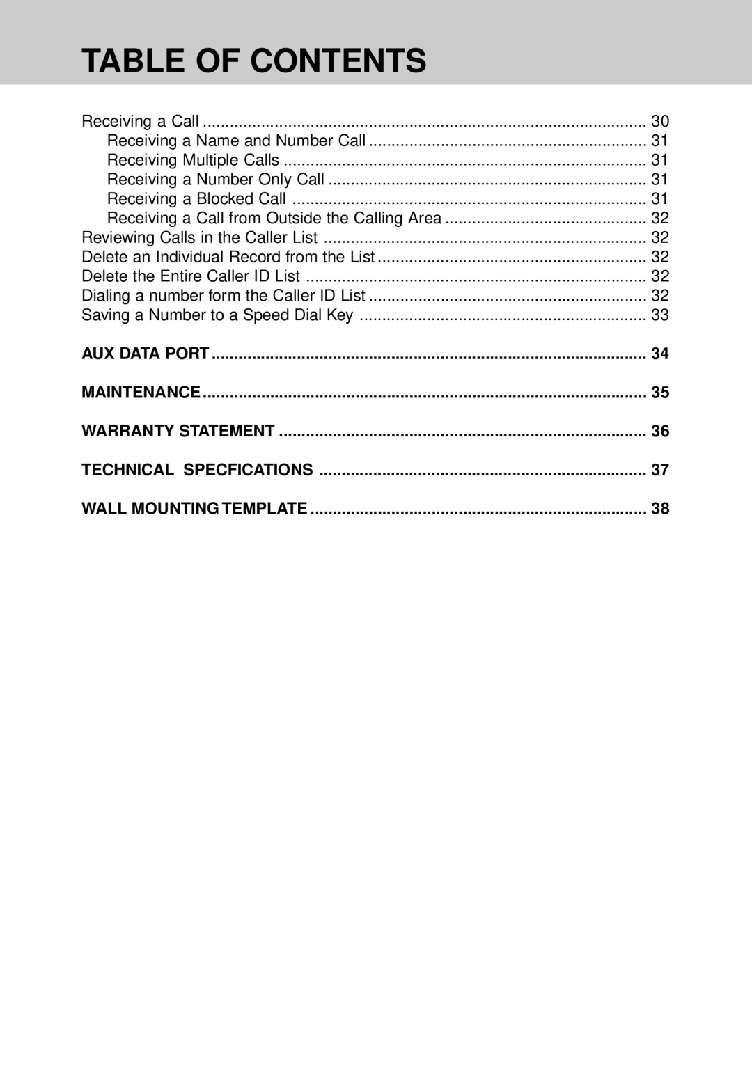 VTech VT 4121 manual Table of Contents 