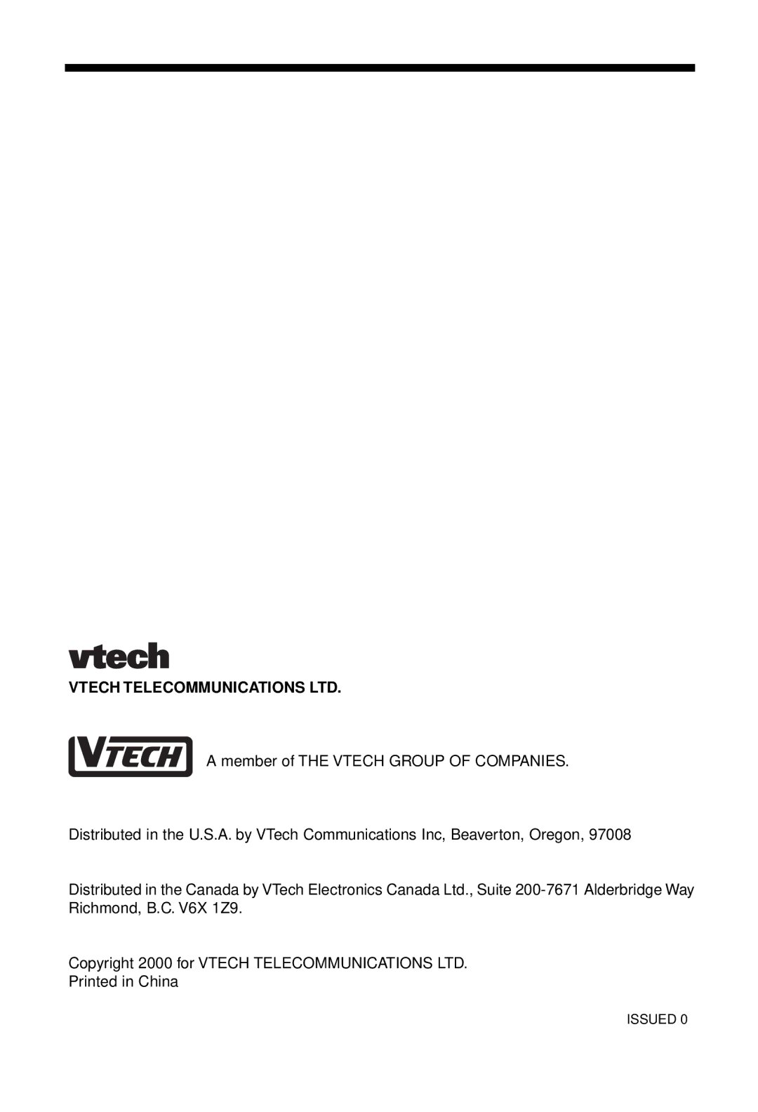 VTech VT 9122 important safety instructions Issued 