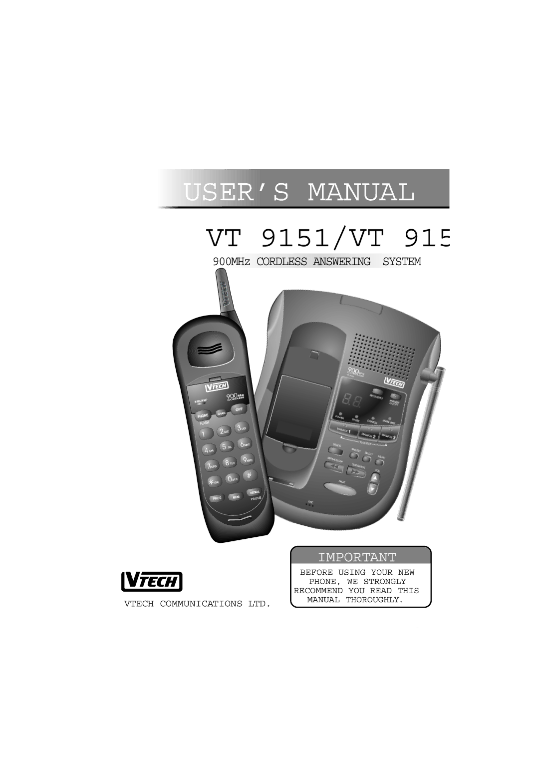 VTech VT 9155 important safety instructions USER’S Manual 