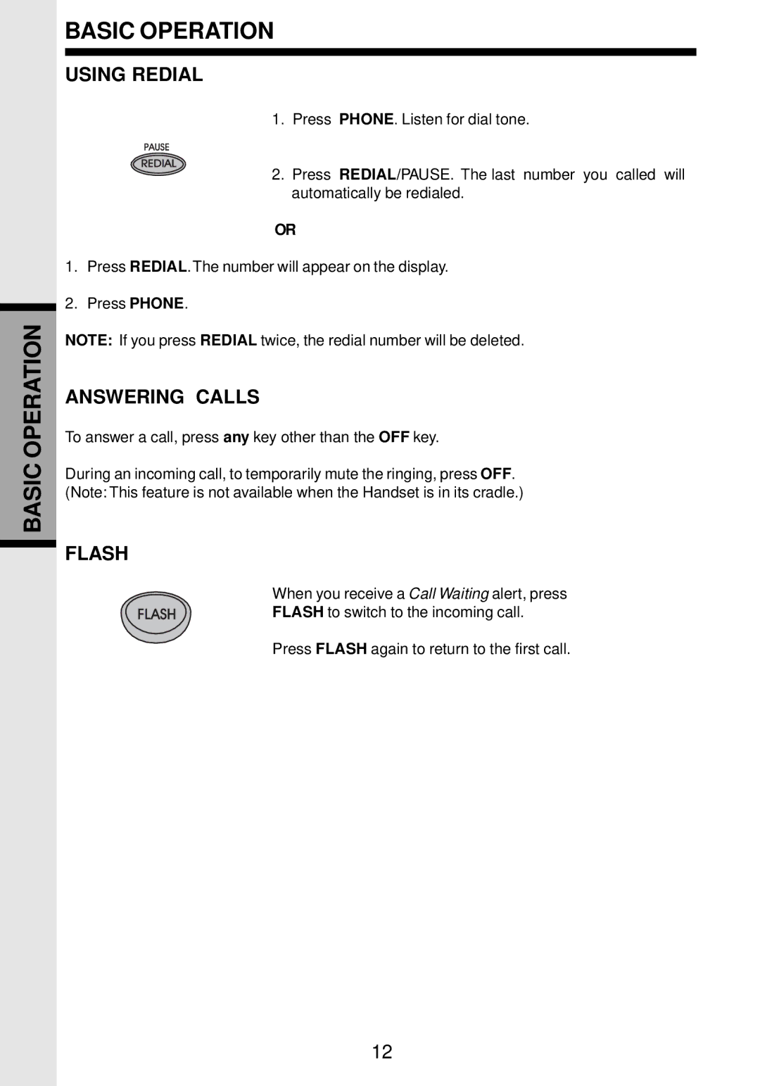 VTech VT 9162 important safety instructions Using Redial, Answering Calls, Flash 