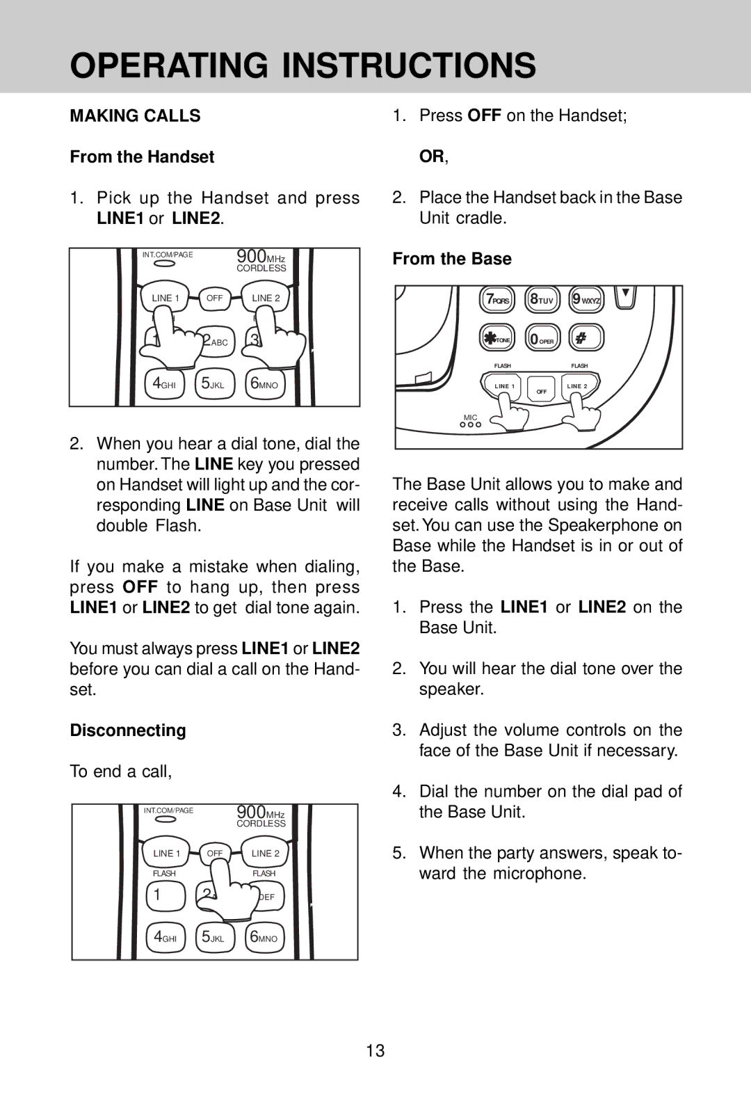 VTech VT 9241 manual Operating Instructions, Making Calls 