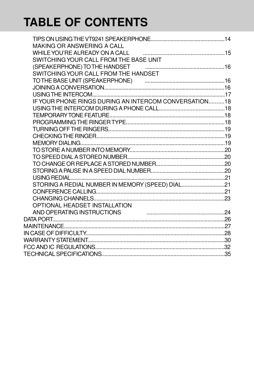 VTech VT 9241 manual If Your Phone Rings During AN Intercom Conversation 