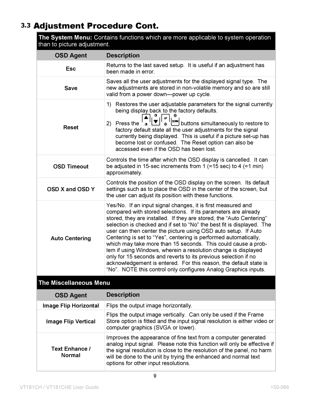 VTech VT181CH-IR, VT181CHE-IR manual Miscellaneous Menu 