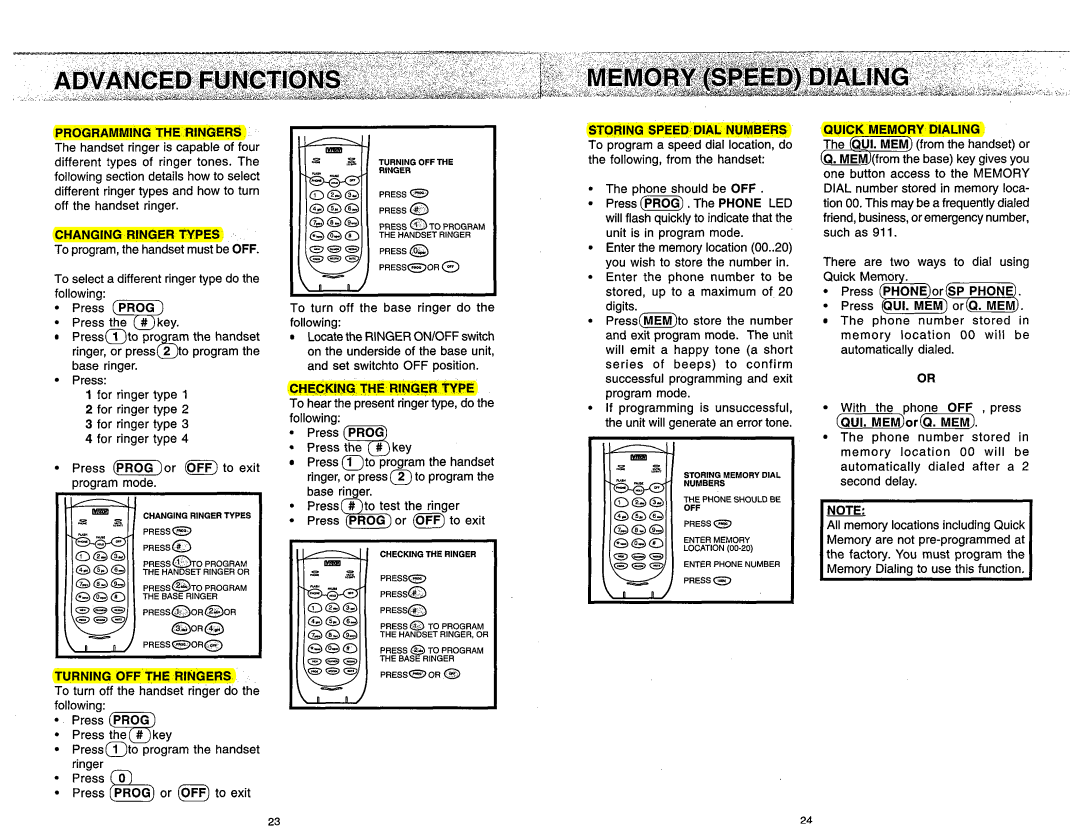 VTech VT1940 manual Programming the Ringers, Changing Ringer Types, Turning OFF the Ringers, Checking the Ringer Type 