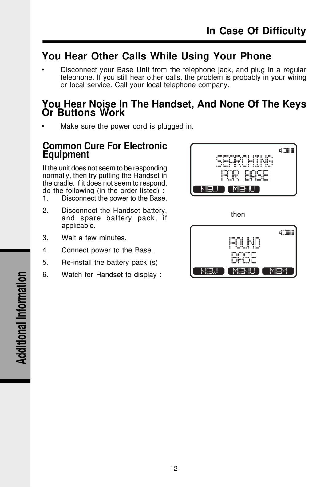 VTech VT2420, VT2431 manual Common Cure For Electronic Equipment 