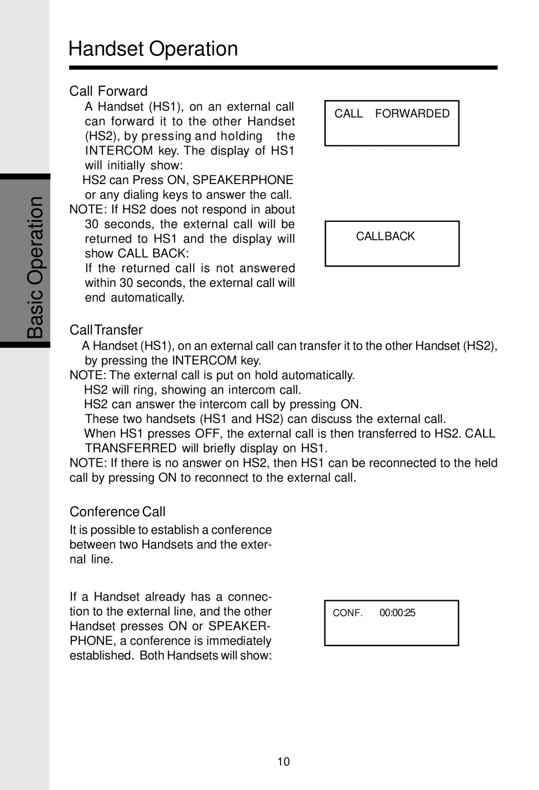 VTech VT2625 user manual Call Forward, CallTransfer, Conference Call 