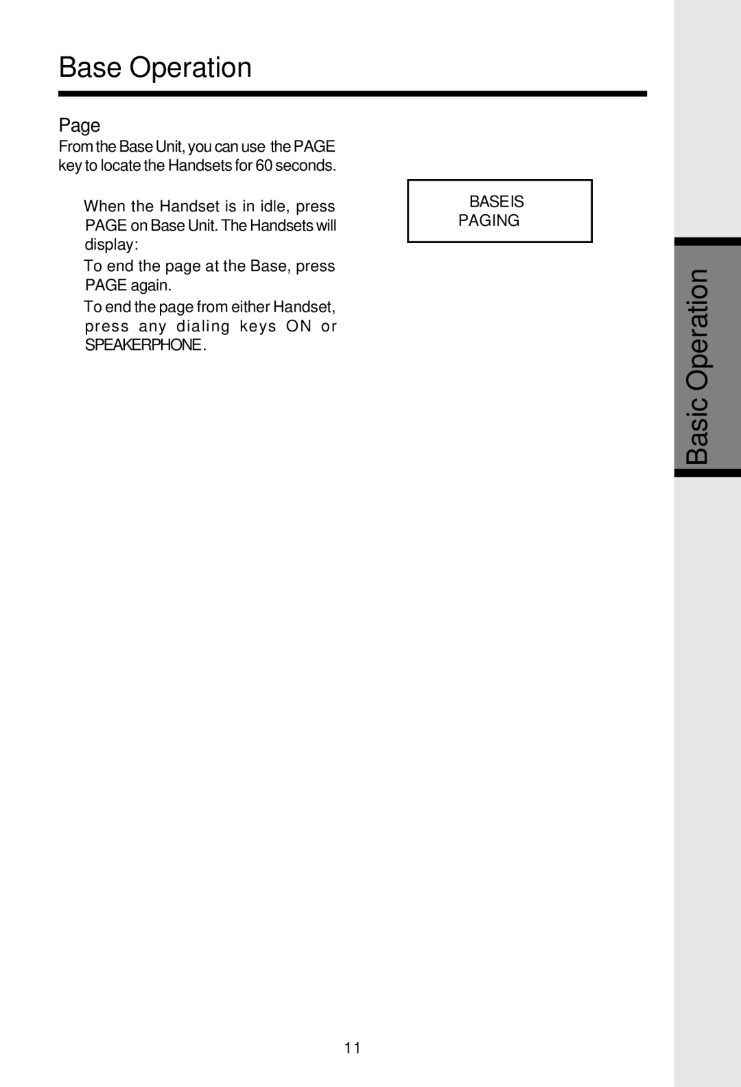 VTech VT2625 user manual Base Operation 